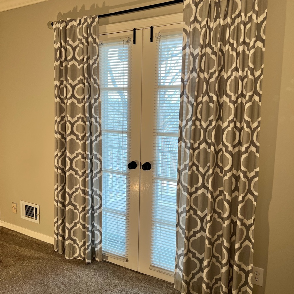 2 curtain panels Geometric Pattern Gray 84” long